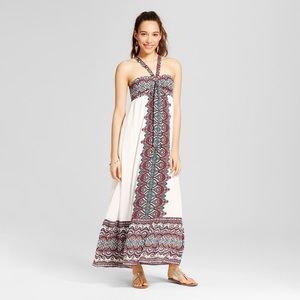 RARE NWT Xhilaration Ivory Tie-Front Maxi Dress M